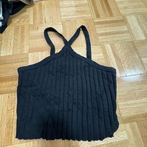 Black Ribbed Women's Top Zara